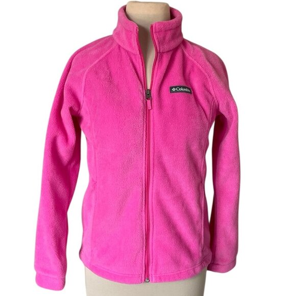 NWOT Columbia Girl's Benton Springs Fleece Jacket Full Zip, Pink Ice, Size L - Picture 1 of 9